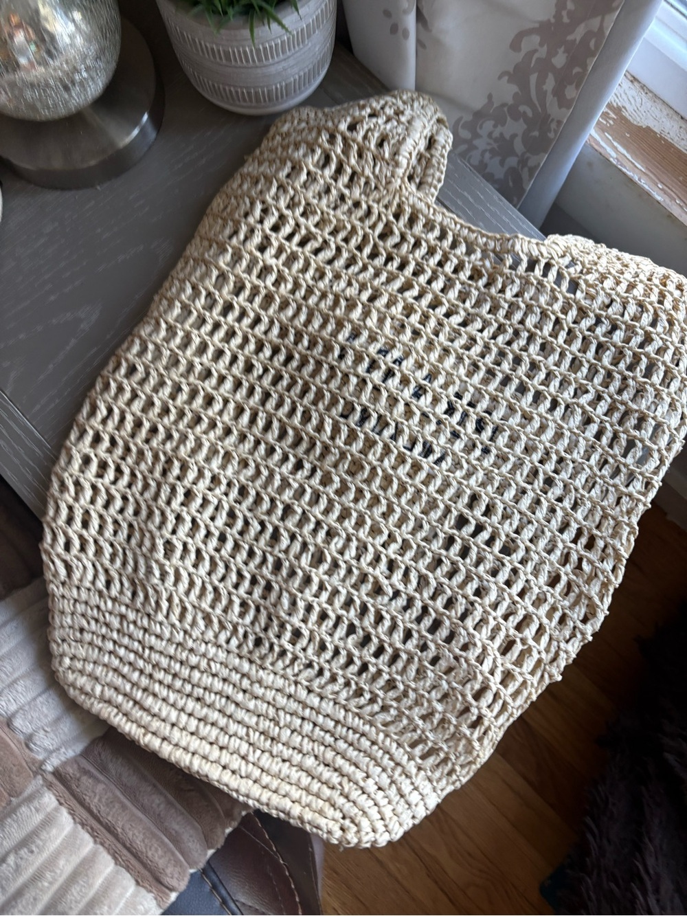 FASHION Beige Raffia Tote Bag - Open-Weave Shoulder Tote - Picture 4 of 6
